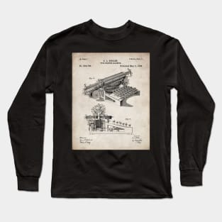 Typewriter Patent - Editor Writer Home Office Decor Art - Antique Long Sleeve T-Shirt